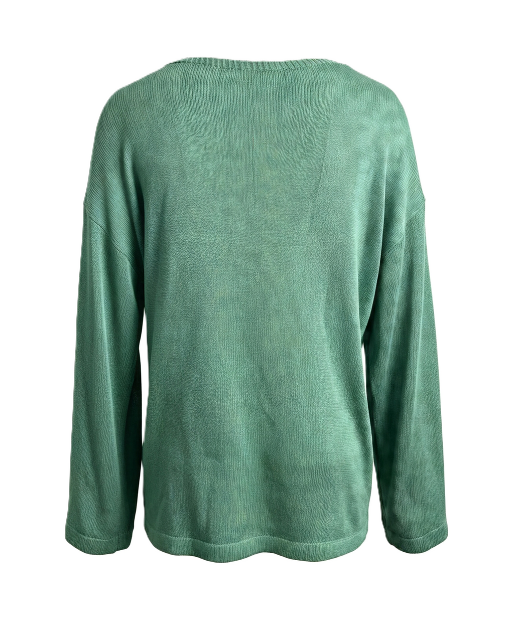 Batwing Knit Top With Curved High Low Hem - Green - 1