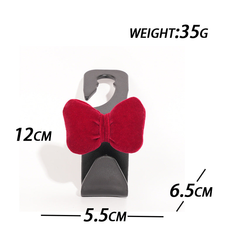 Velvet Bow Car Headrest Hook Charm - Red_B