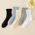 Ruffle Lettuce Cuff Ribbed Ankle Socks - White