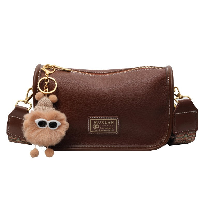 Vintage Barrel Crossbody Bag with Woven Strap