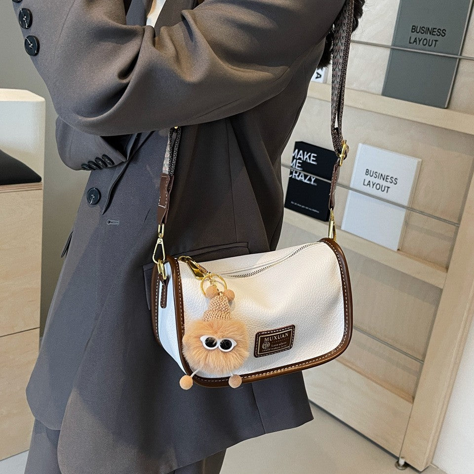 Vintage Barrel Crossbody Bag with Woven Strap