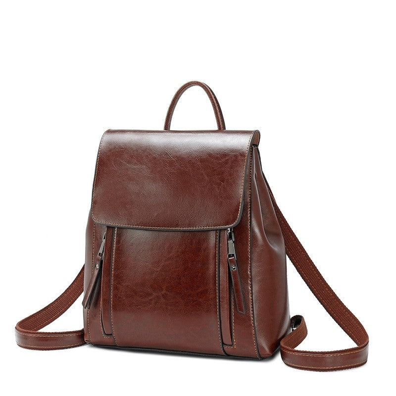 Vintage Oil Wax Leather Flap Backpack
