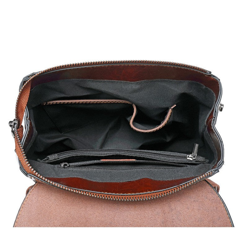 Vintage Oil Wax Leather Flap Backpack