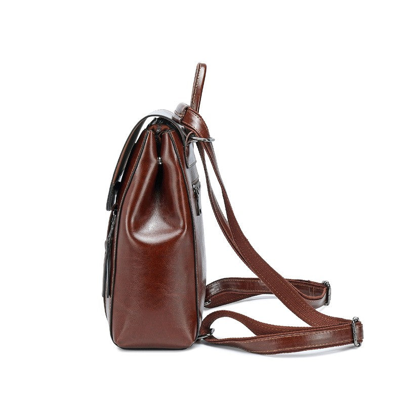 Vintage Oil Wax Leather Flap Backpack