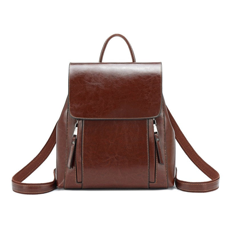 Vintage Oil Wax Leather Flap Backpack