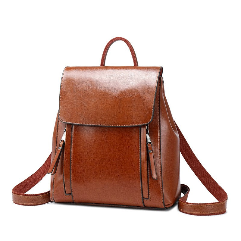 Vintage Oil Wax Leather Flap Backpack