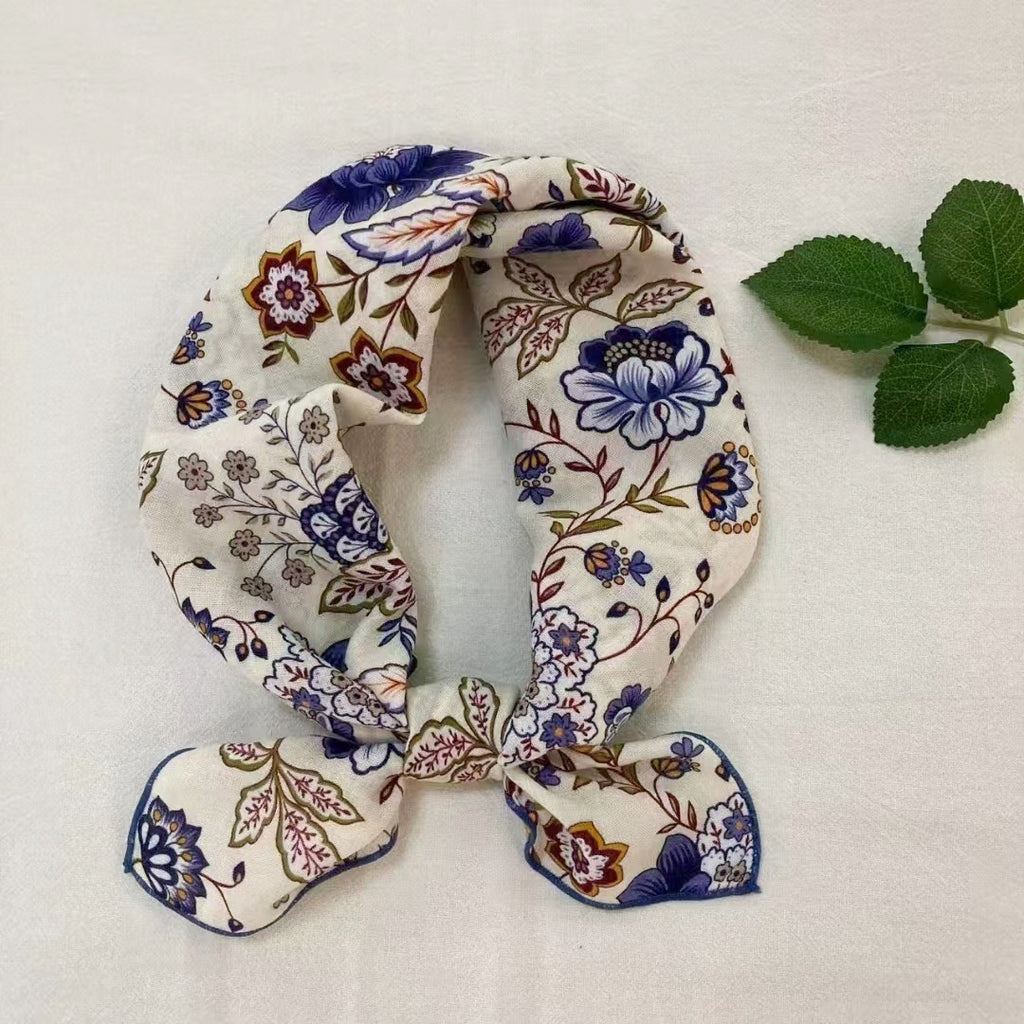 Square Bandana Scarf With Floral Prints - C1