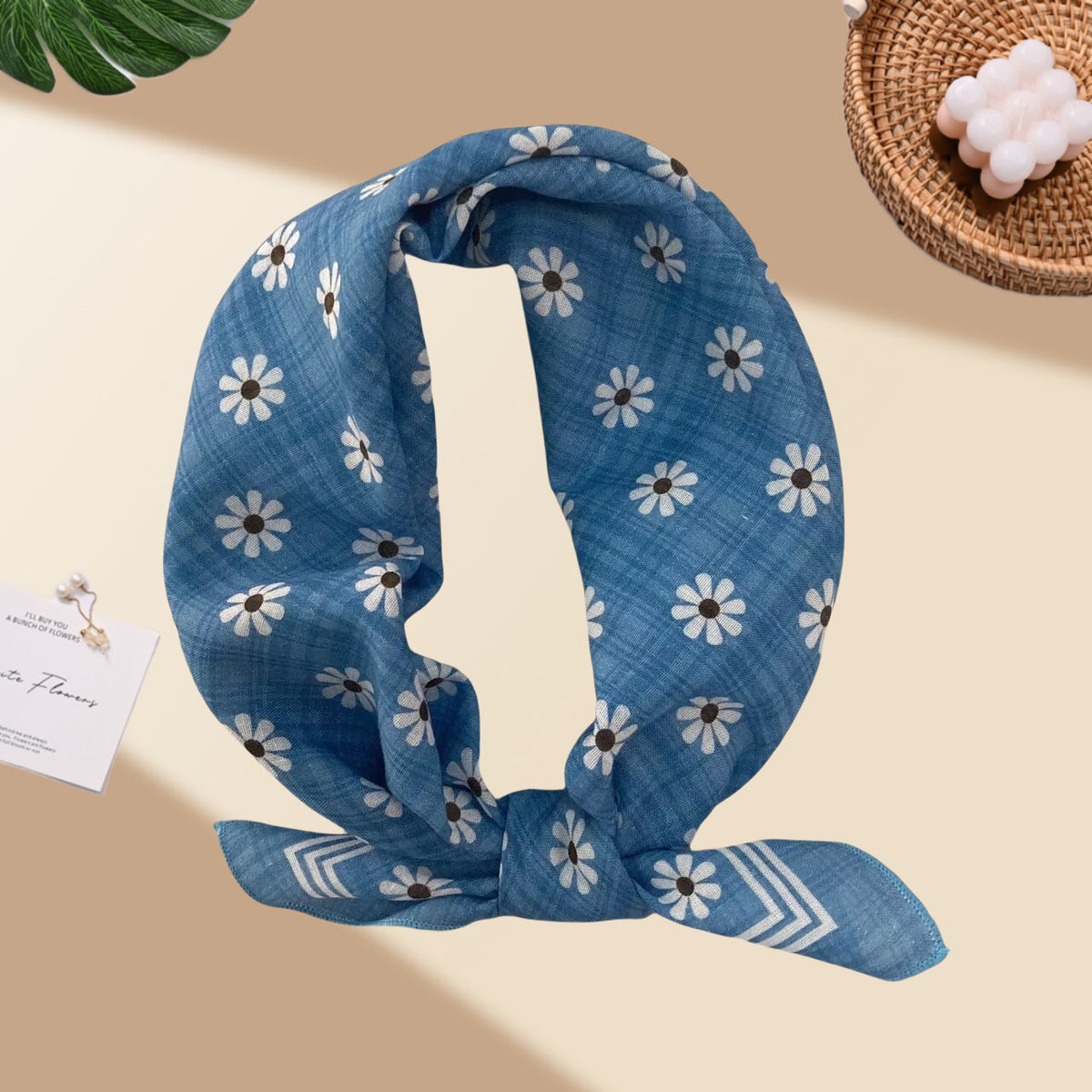 Square Bandana Scarf With Floral Prints - C10