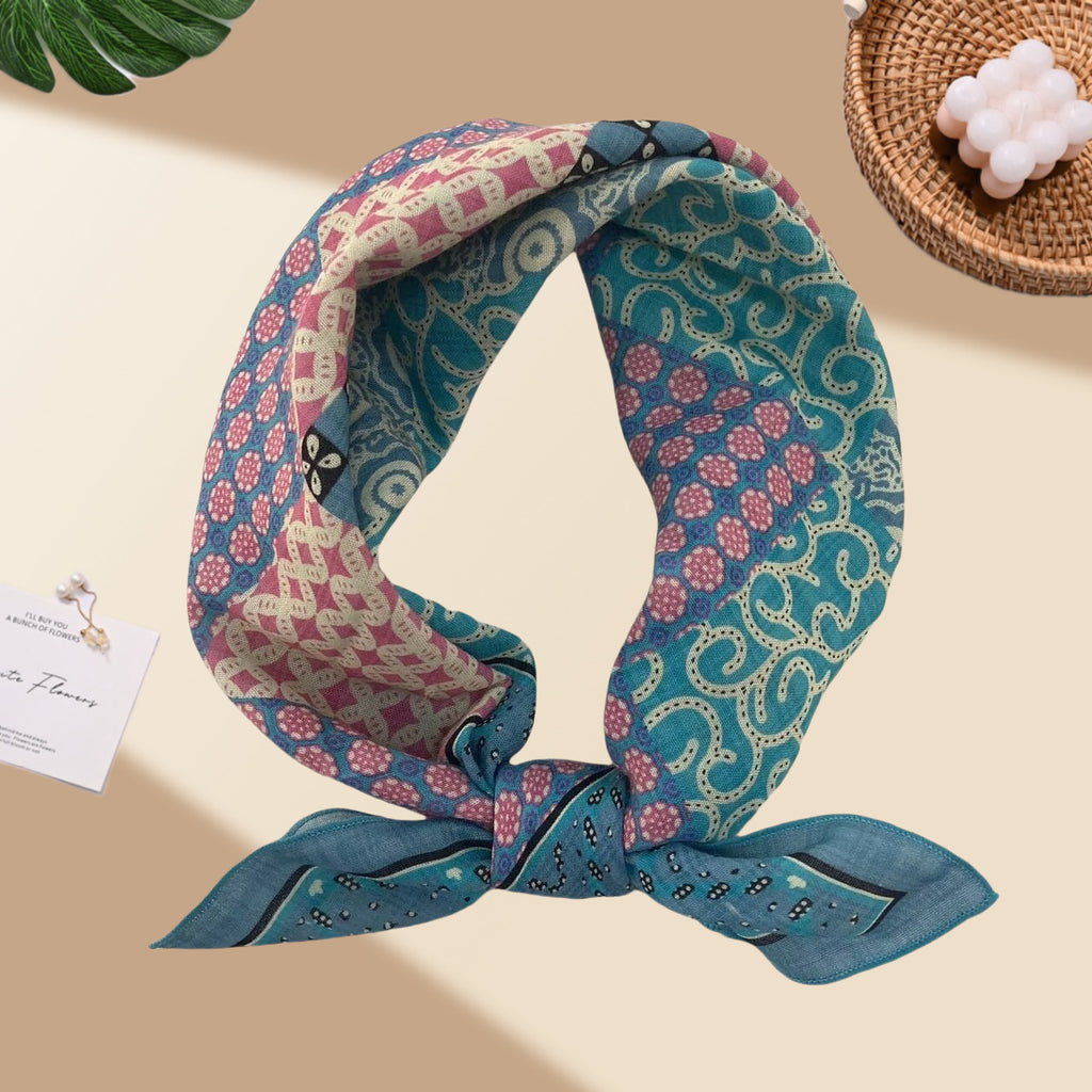 Square Bandana Scarf With Floral Prints - C12
