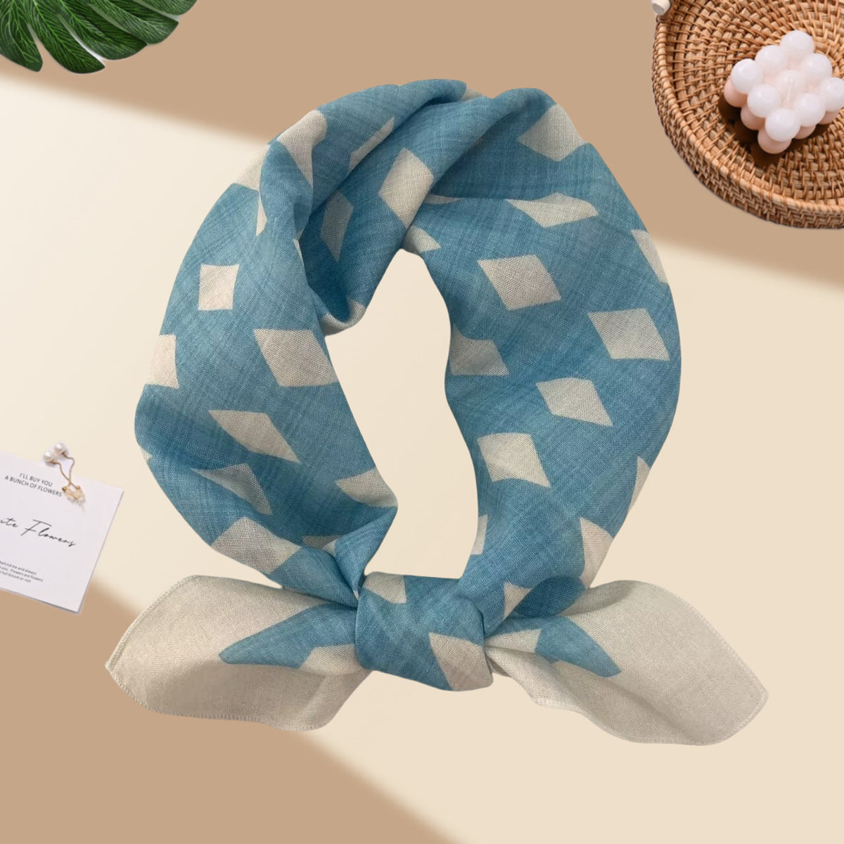 Square Bandana Scarf With Floral Prints - C15
