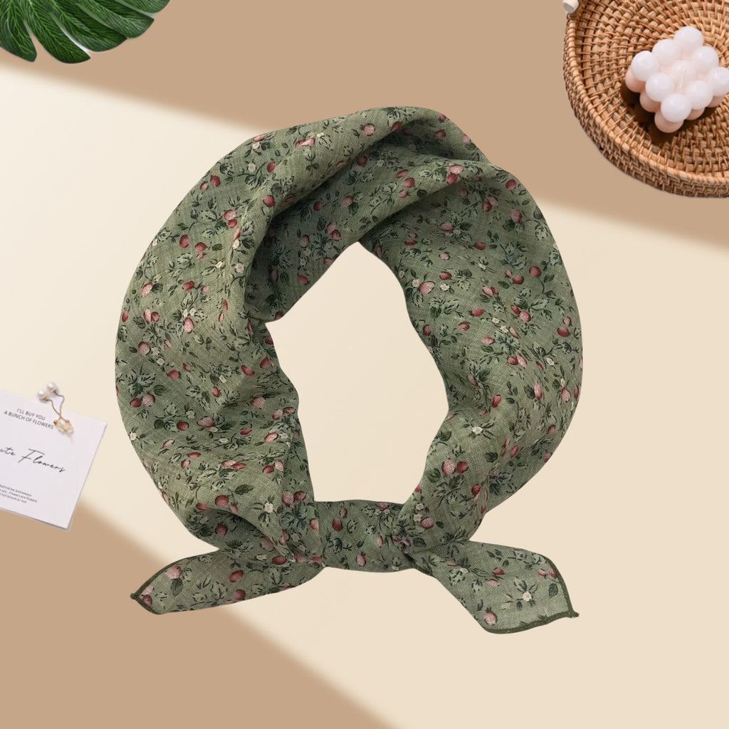 Square Bandana Scarf With Floral Prints - C19