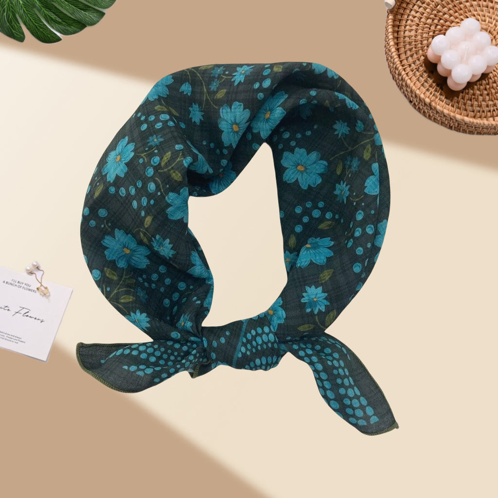 Square Bandana Scarf With Floral Prints - C20