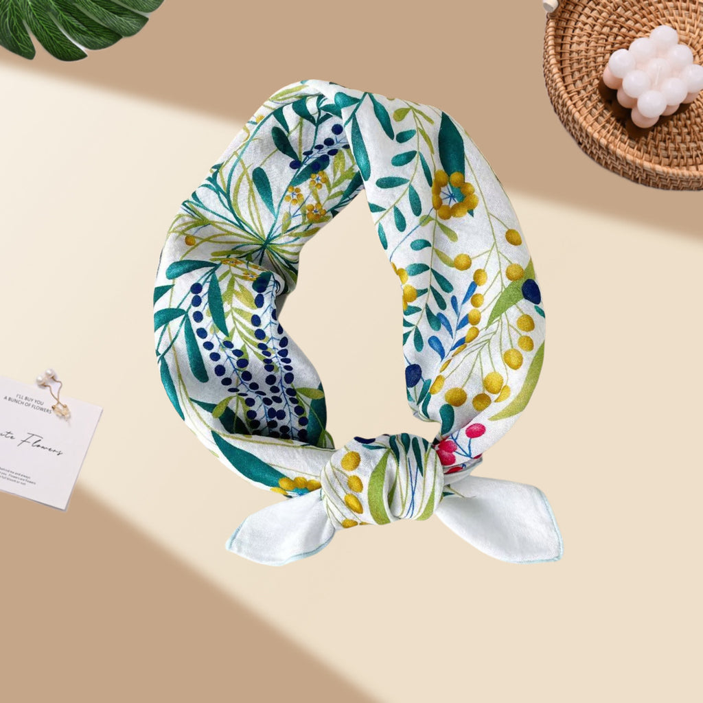 Square Bandana Scarf With Floral Prints - C22