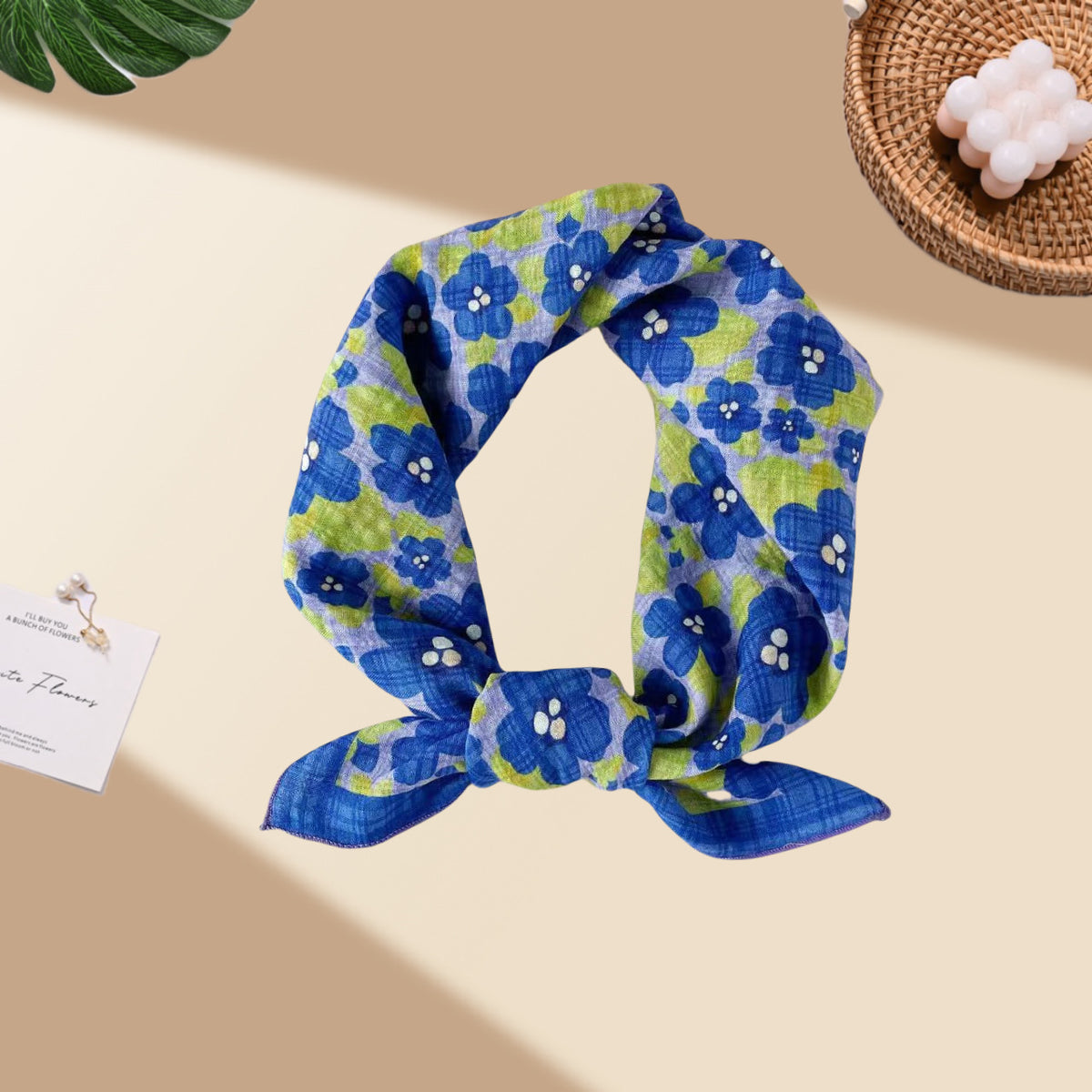 Square Bandana Scarf With Floral Prints - C23