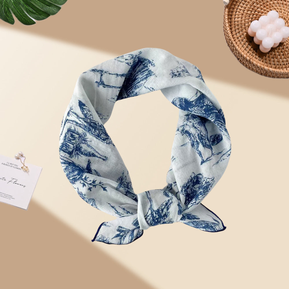 Square Bandana Scarf With Floral Prints - C24