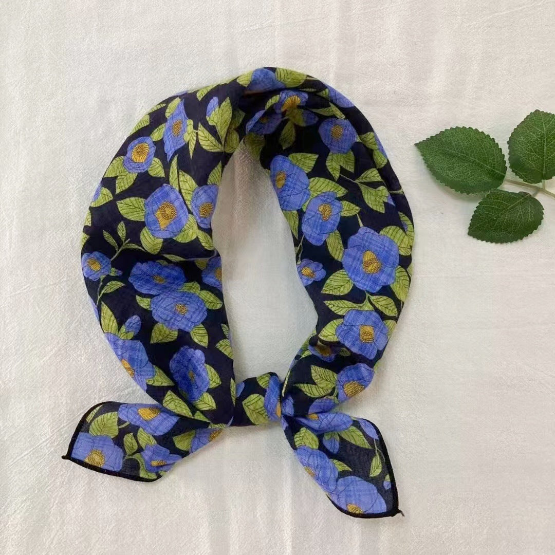 Square Bandana Scarf With Floral Prints - C3