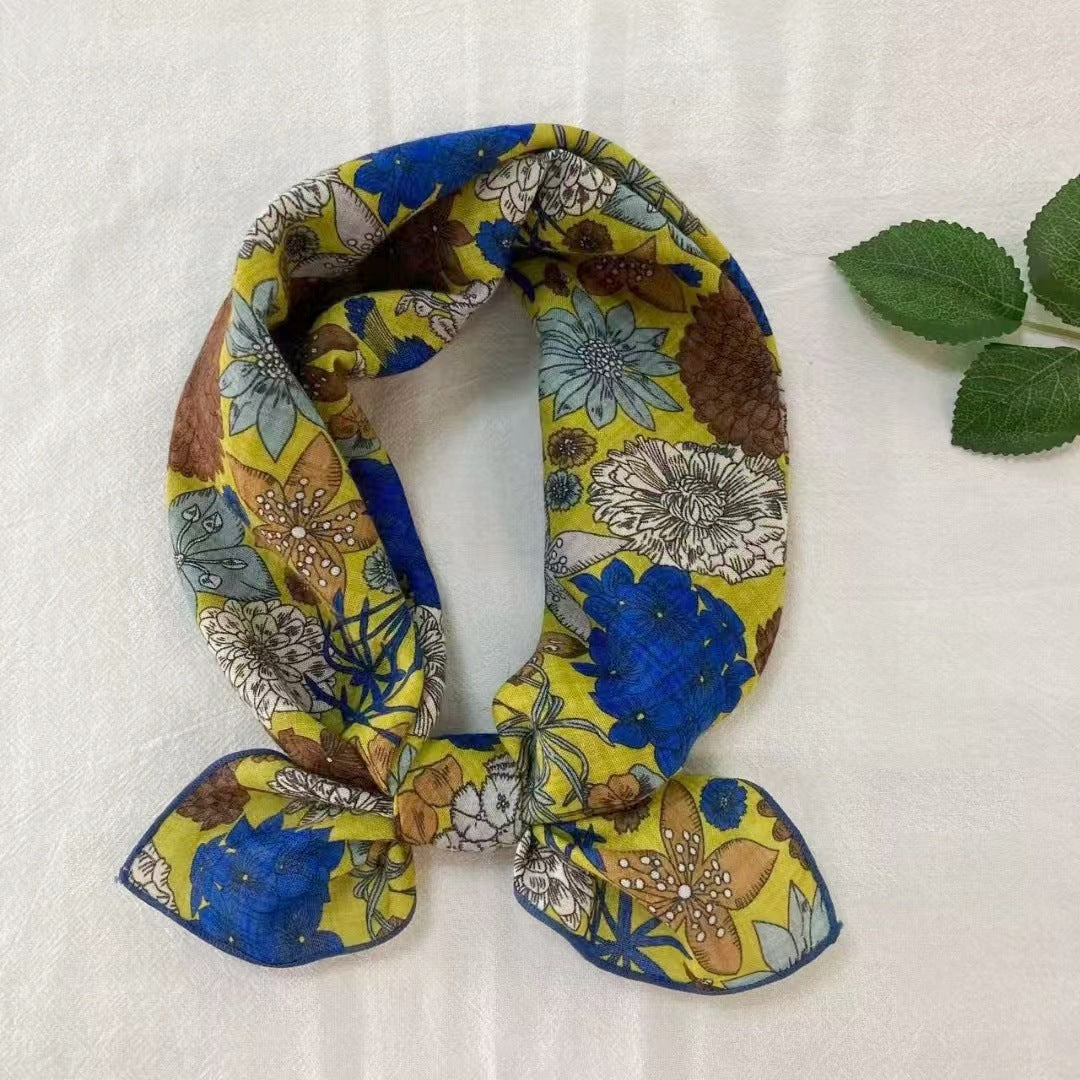 Square Bandana Scarf With Floral Prints - C5