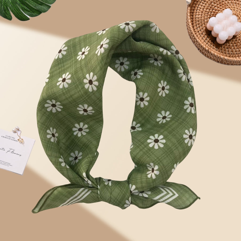 Square Bandana Scarf With Floral Prints - C8