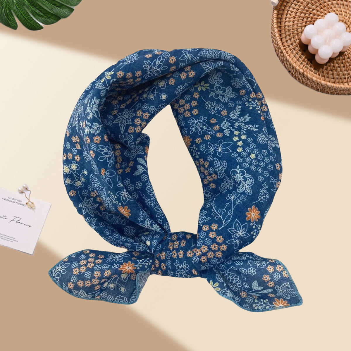 Square Bandana Scarf With Floral Prints - C9