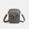 Vertical Buckle Pocket Crossbody Phone Bag - Gray