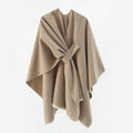 Draped Ruana Wrap With Front Loop - Khaki