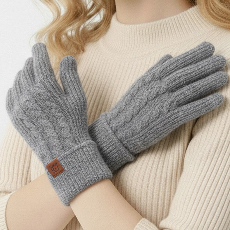 Cable Knit Ribbed Cuff Winter Gloves