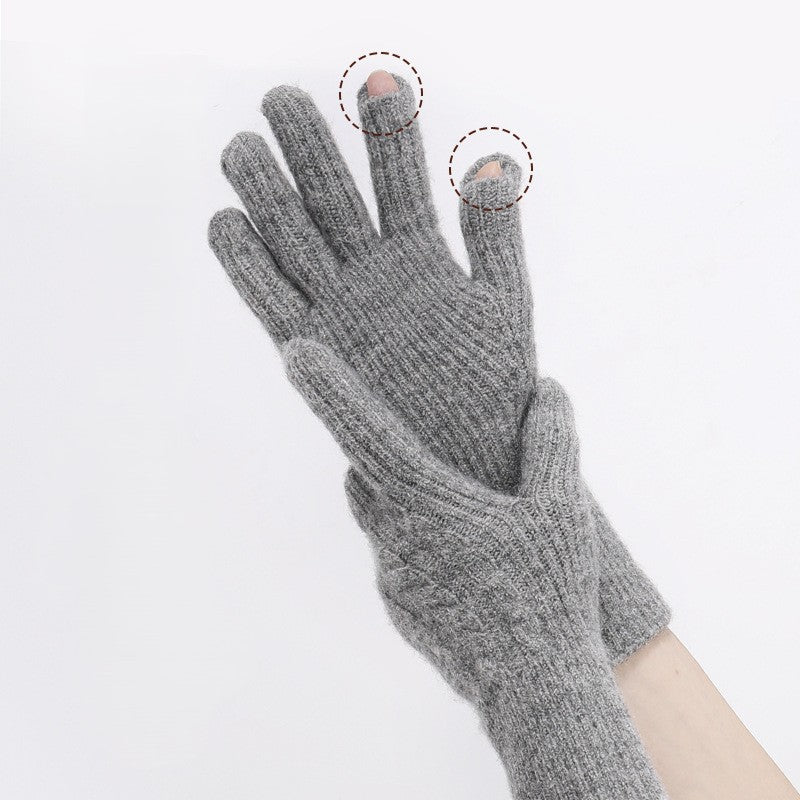 Cable Knit Ribbed Cuff Winter Gloves - view 1