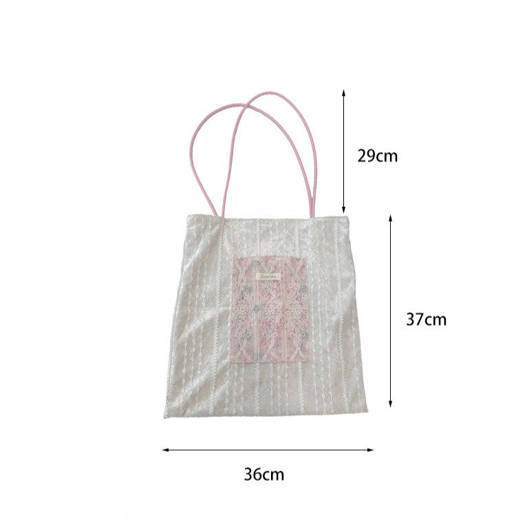 Lace Panel Floral Shoulder Tote Bag - view 3