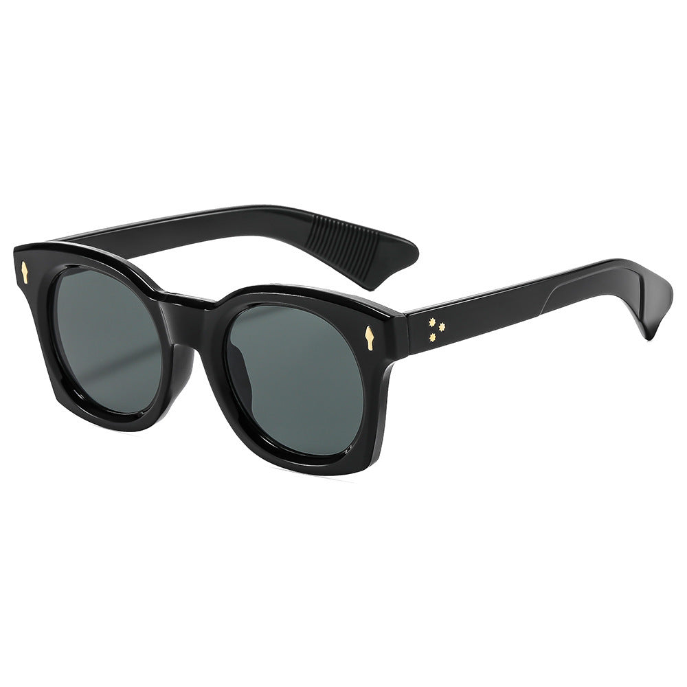 Oversized Square Retro Sunglasses With Tinted Lenses - Black