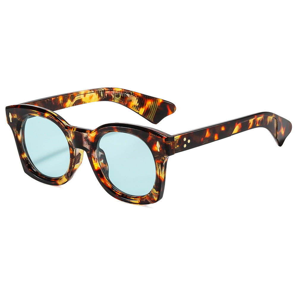 Oversized Square Retro Sunglasses With Tinted Lenses - Leopard_B