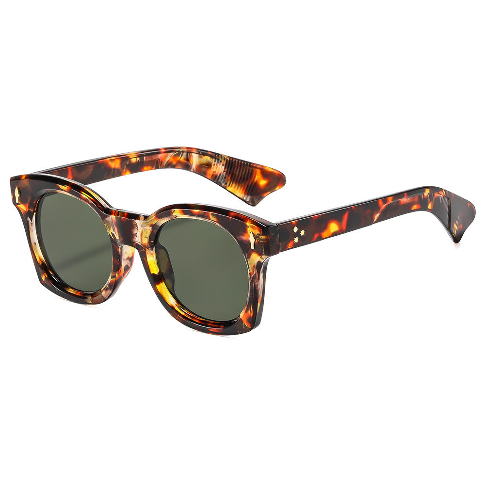 Oversized Square Retro Sunglasses With Tinted Lenses - Leopard_G