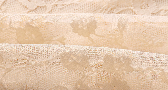 Frilled High Neck Lace Layering Top - Beige - 5