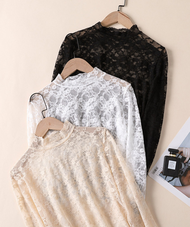 Frilled High Neck Lace Layering Top - view 3