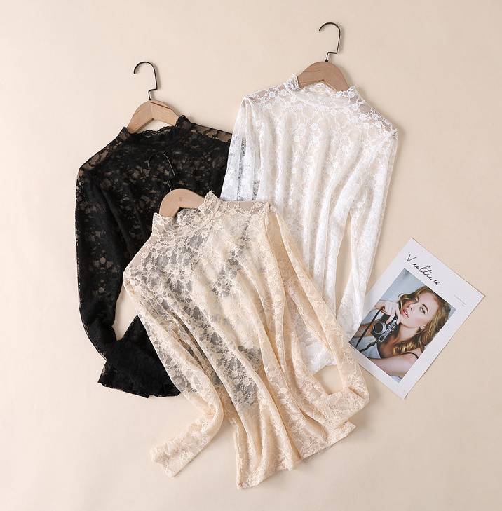 Frilled High Neck Lace Layering Top - view 4
