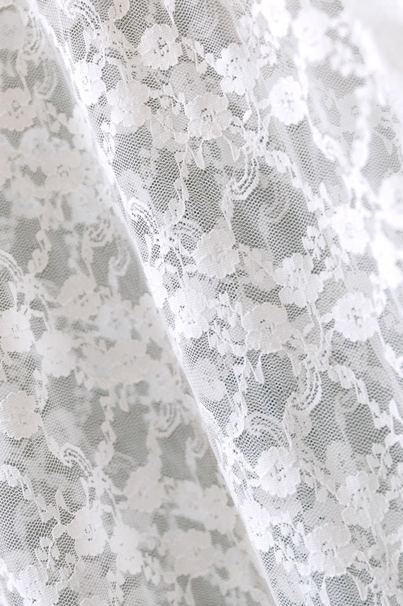 Frilled High Neck Lace Layering Top - white - 3
