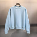 Brushed Fleece Mock Neck Drop Shoulder Sweatshirt - LightBlue