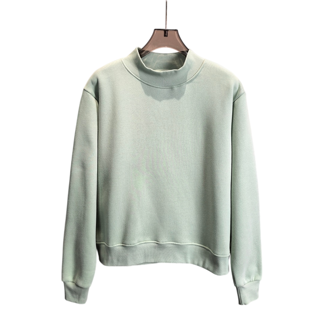 Brushed Fleece Mock Neck Drop Shoulder Sweatshirt - Sage - 2