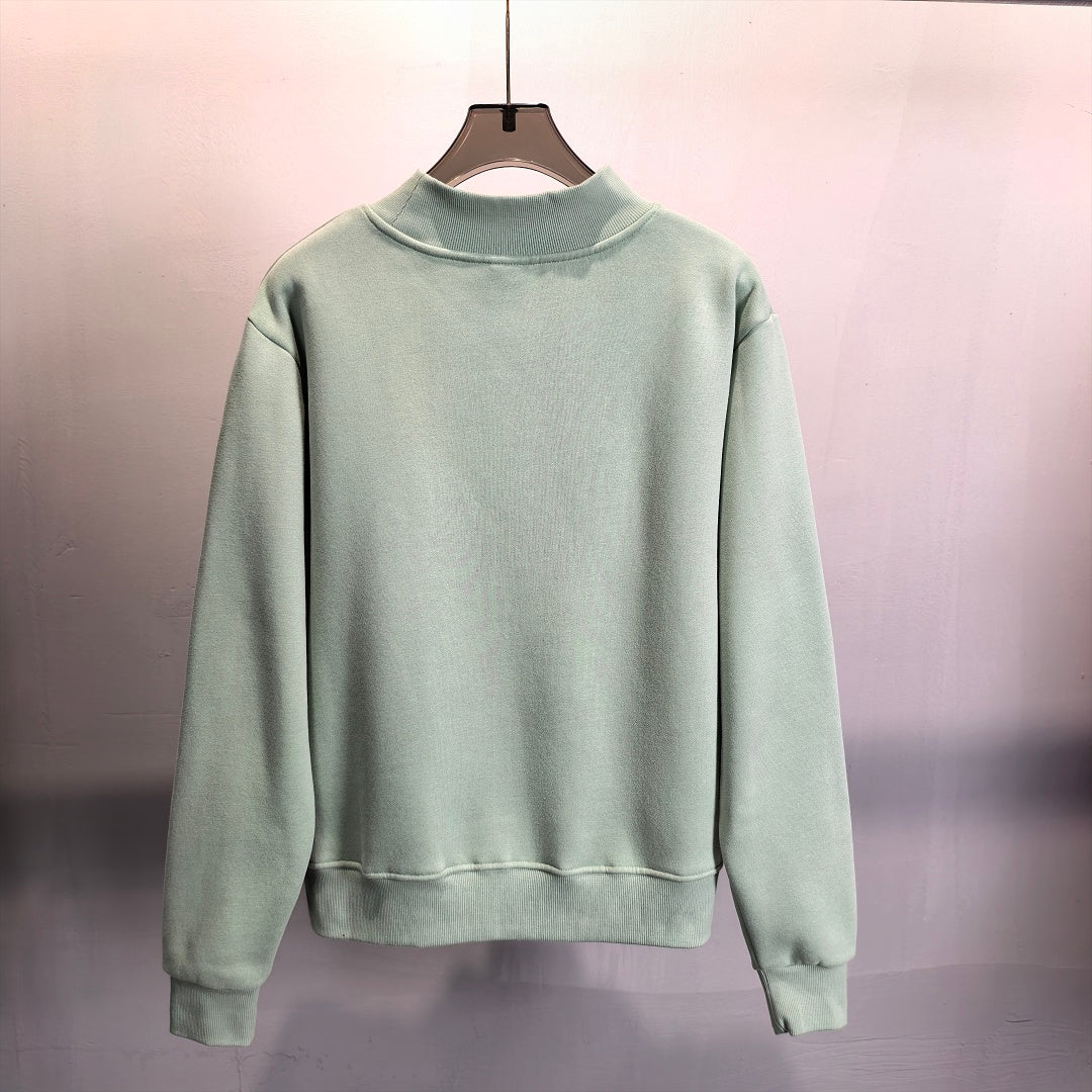 Brushed Fleece Mock Neck Drop Shoulder Sweatshirt - Sage - 3