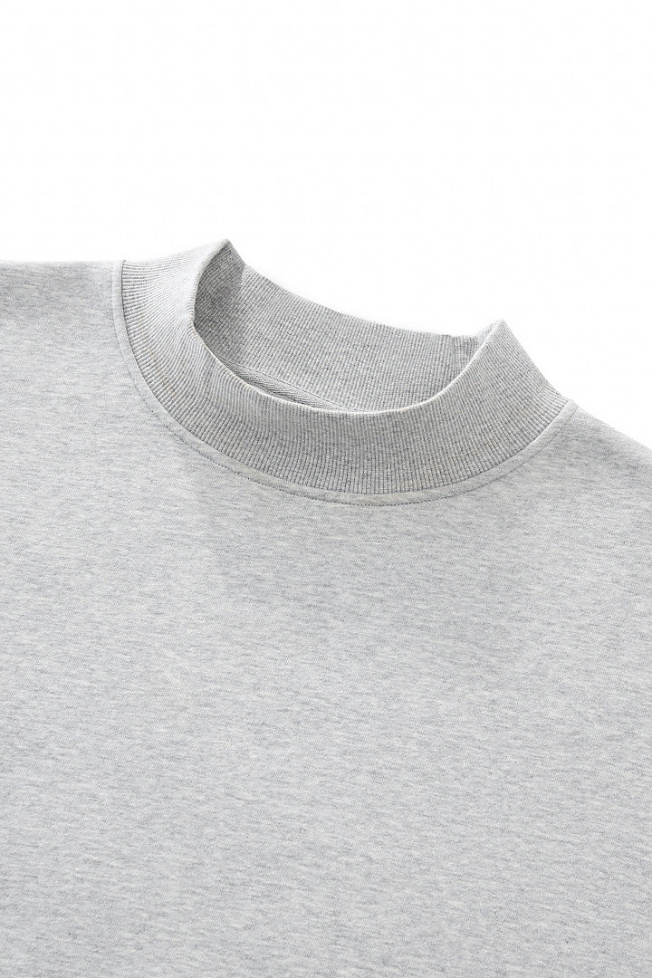 Brushed Fleece Mock Neck Drop Shoulder Sweatshirt