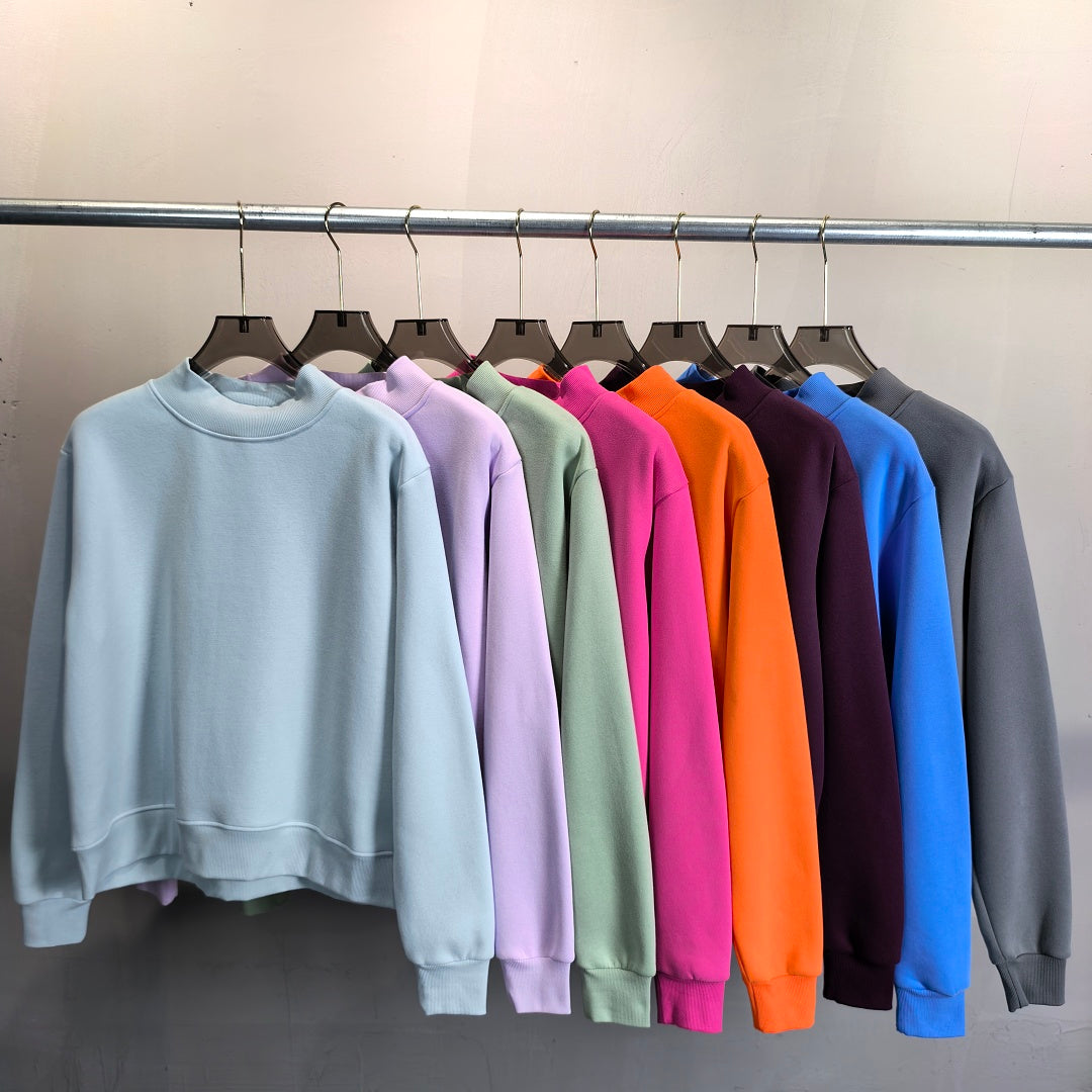 Brushed Fleece Mock Neck Drop Shoulder Sweatshirt - view 11