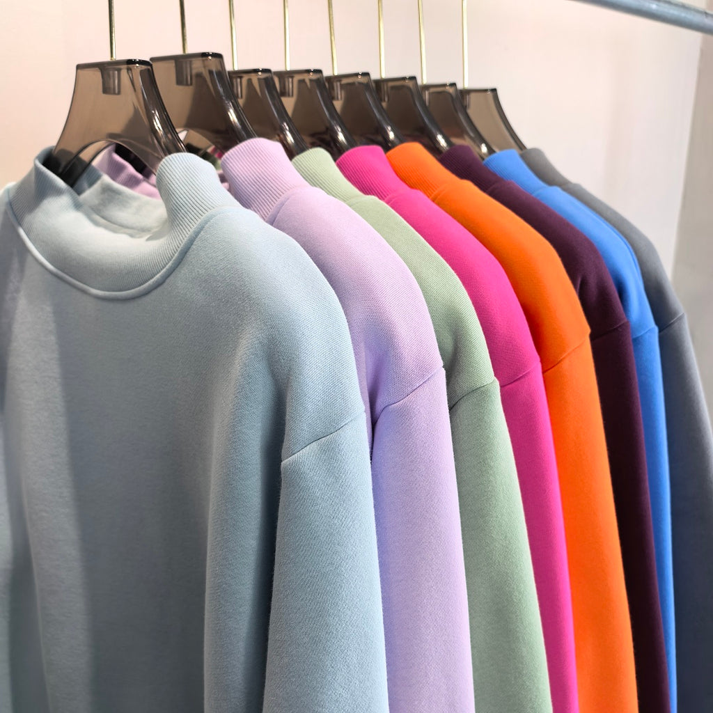 Brushed Fleece Mock Neck Drop Shoulder Sweatshirt - view 13