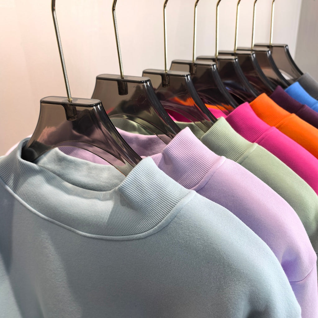 Brushed Fleece Mock Neck Drop Shoulder Sweatshirt - view 14
