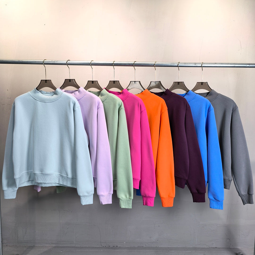 Brushed Fleece Mock Neck Drop Shoulder Sweatshirt - view 8