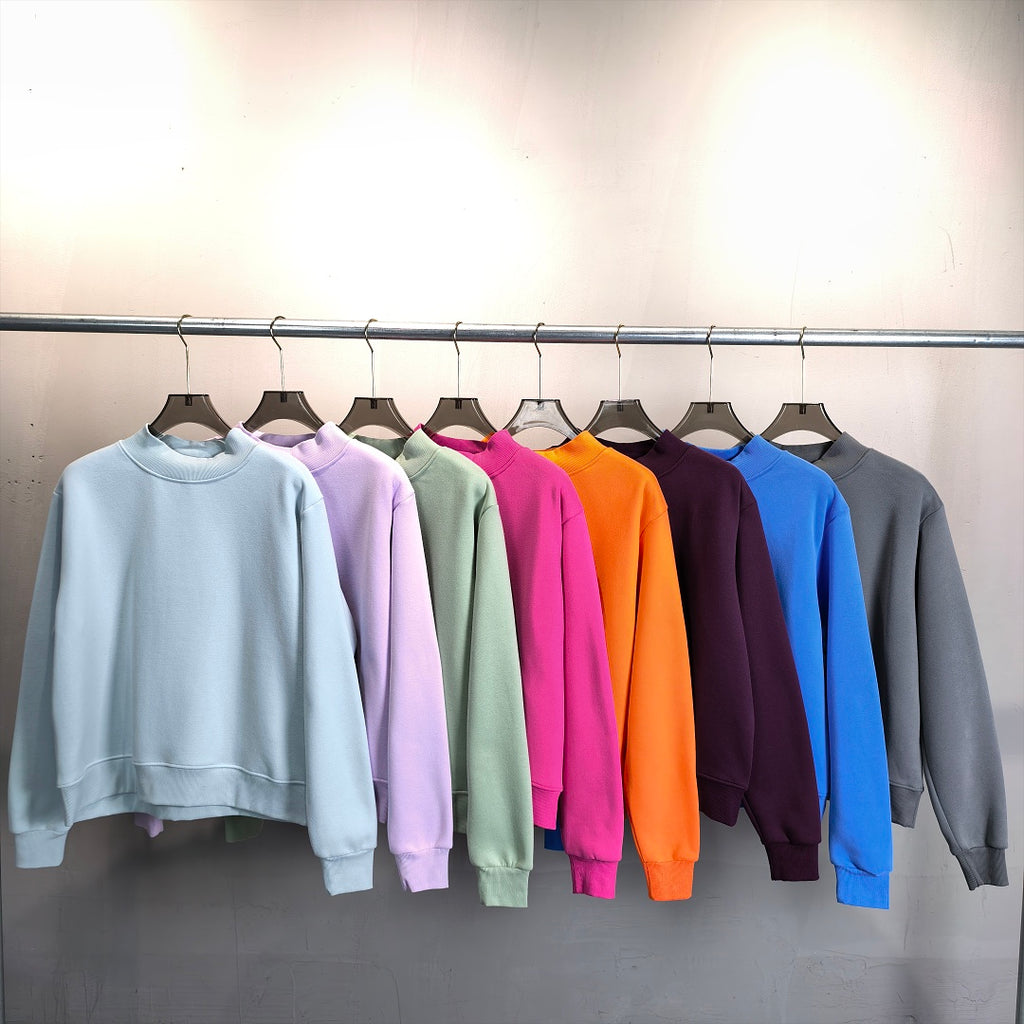 Brushed Fleece Mock Neck Drop Shoulder Sweatshirt - view 9