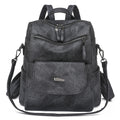Convertible Faux Leather Backpack Purse - Black