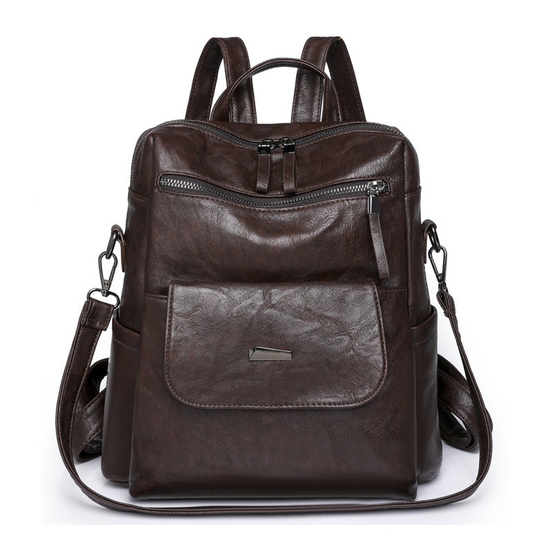 Convertible Faux Leather Backpack Purse - Coffee
