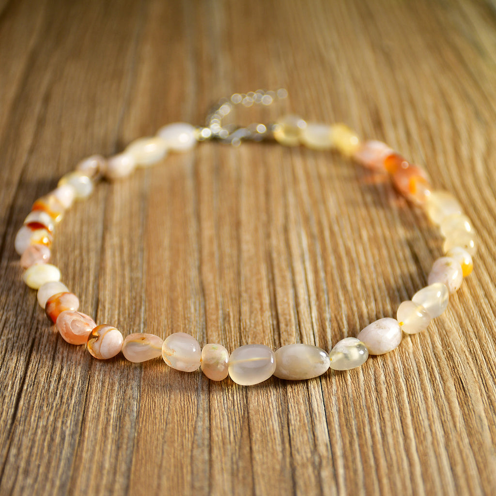 Polished Gemstone Bead Choker Necklace - NO-2