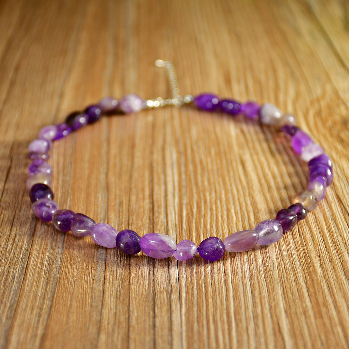 Polished Gemstone Bead Choker Necklace - NO-4