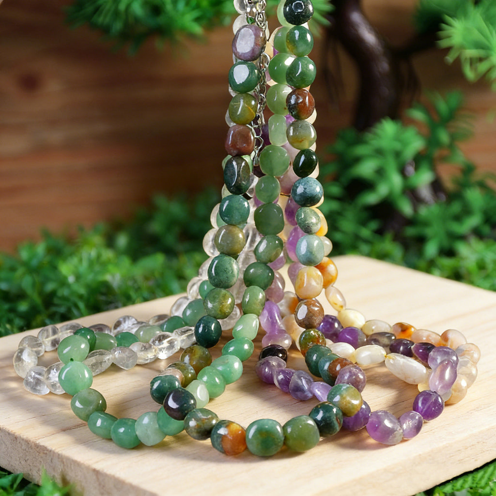 Polished Gemstone Bead Choker Necklace - NO-5 - 2