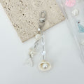 Pearl Shell Dangle Charm Keychain - White-2